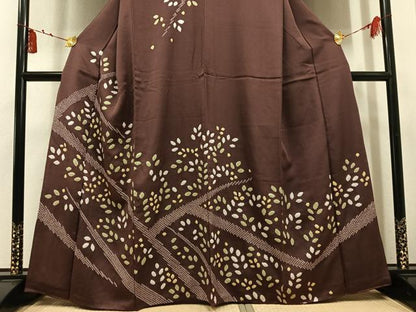 平和屋着物●訪問着　総絞り　舞葉文　正絹　逸品　AABL1800ph