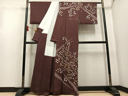 平和屋着物●訪問着　総絞り　舞葉文　正絹　逸品　AABL1800ph