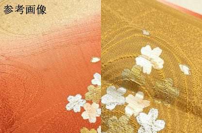 平和屋本店●和装小物　帯締め・帯揚げセット　高麗組　流水花文　金糸　金銀彩　暈し染め　正絹　逸品　未使用　AABL1810ay