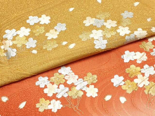 平和屋本店●和装小物　帯締め・帯揚げセット　高麗組　流水花文　金糸　金銀彩　暈し染め　正絹　逸品　未使用　AABL1810ay
