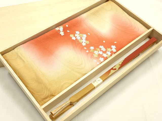平和屋本店●和装小物　帯締め・帯揚げセット　高麗組　流水花文　金糸　金銀彩　暈し染め　正絹　逸品　未使用　AABL1810ay