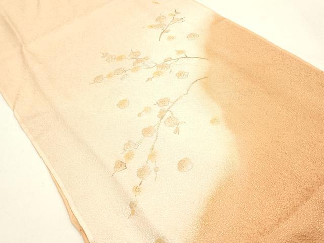 平和屋本店●和装小物　帯締め・帯揚げセット　高麗組 綾出し　枝梅　金糸　金彩　暈し染め　正絹　逸品　未使用　AABL1871ay
