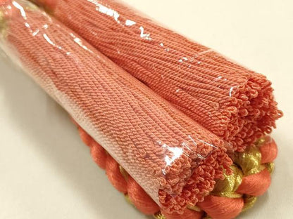 平和屋本店●和装小物　振袖用帯締め・帯揚げセット　柄絞り　舞蝶花文　三分金糸　金彩　撚り房　正絹　逸品　未使用　AABL1880ay