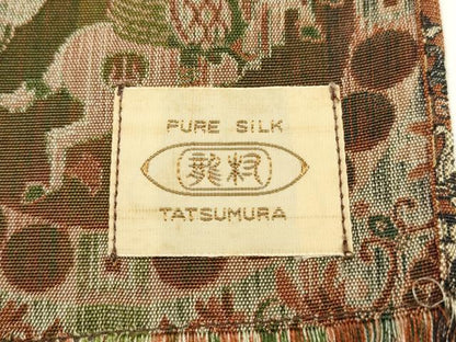 平和屋着物●極上  龍村美術織物　和装小物　卓布　テーブルセンター　獅子狩文錦　証紙・木箱付き　逸品　AABL1891ay