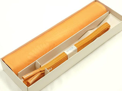 平和屋着物●和装小物　帯締め・帯揚げセット　平組　霞菊地紋　正絹　逸品　未使用　AABL1892ay