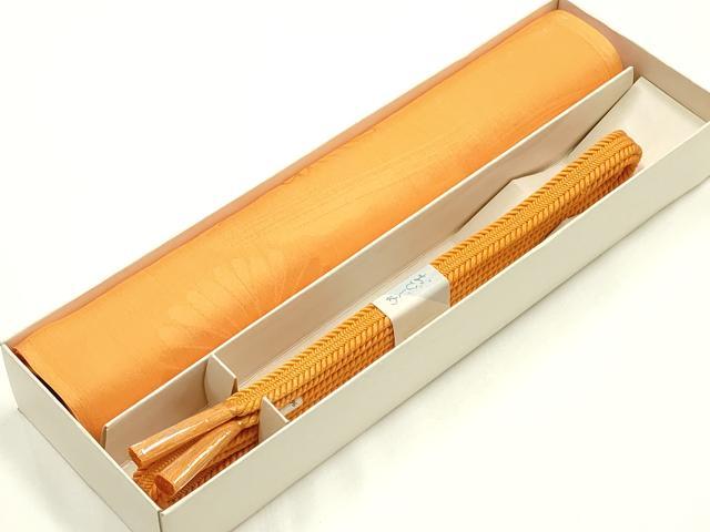 平和屋着物●和装小物　帯締め・帯揚げセット　平組　霞菊地紋　正絹　逸品　未使用　AABL1892ay