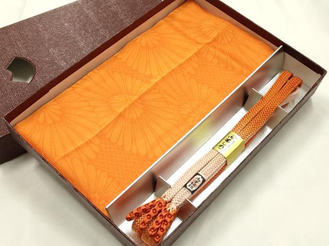 平和屋着物●和装小物　帯締め・帯揚げセット　平組　菊地紋　暈し　正絹　逸品　未使用　AABL1904ay