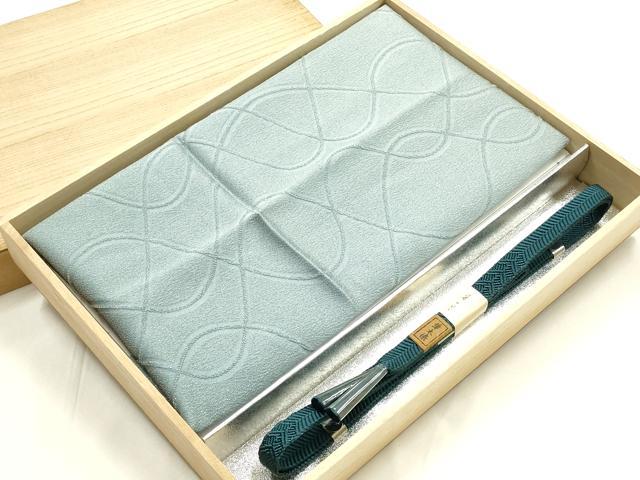 平和屋着物●和装小物　帯締め・帯揚げセット　草木染　笹浪組　彩小路　幾何学地紋　金糸　暈し染め　正絹　逸品　未使用　AABL1908ay