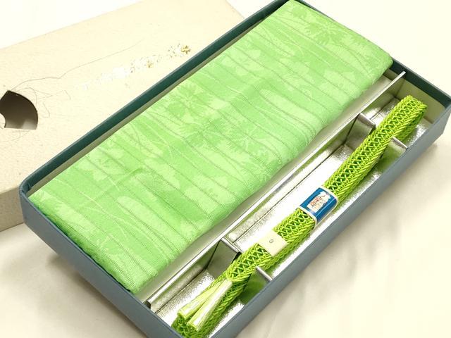 平和屋着物＊夏物　和装小物　帯締め・帯揚げセット　レース組　霞芝草花地紋　逸品　未使用　AABL1910ay