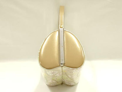平和屋着物▼和装小物　和装バッグ　振袖用　ハンドバッグ　花柄　金彩　逸品　AABL1932ay