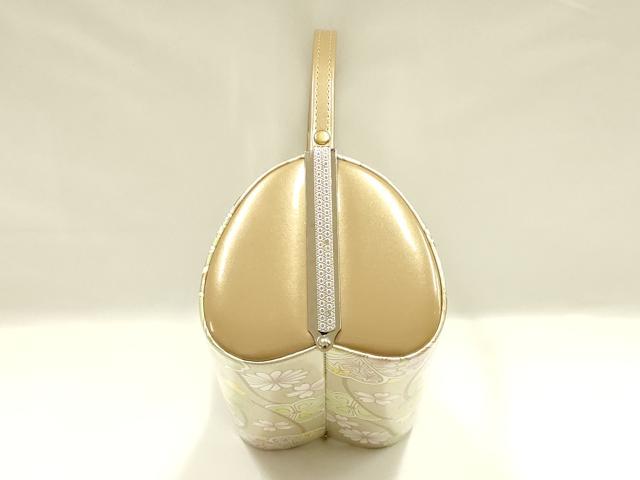 平和屋着物▼和装小物　和装バッグ　振袖用　ハンドバッグ　花柄　金彩　逸品　AABL1932ay