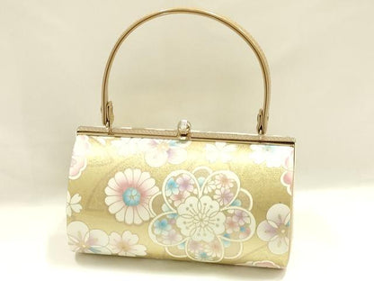 平和屋着物▼和装小物　和装バッグ　振袖用　ハンドバッグ　花柄　金彩　逸品　AABL1933ay