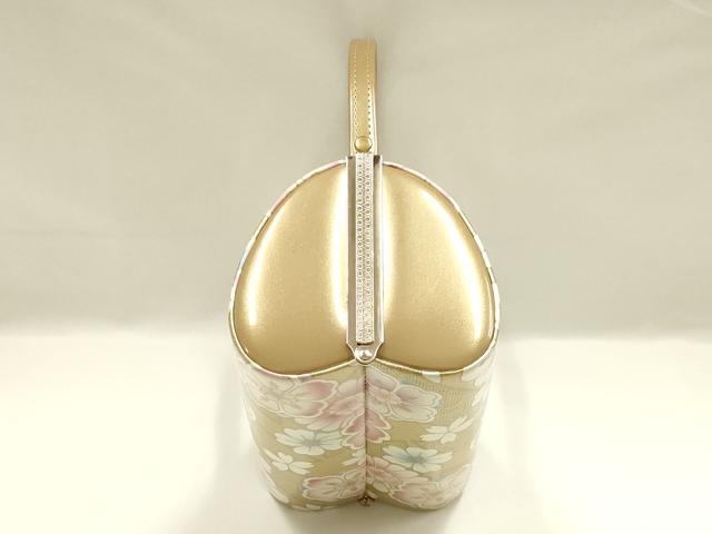 平和屋着物▼和装小物　和装バッグ　振袖用　ハンドバッグ　花柄　金彩　逸品　AABL1933ay