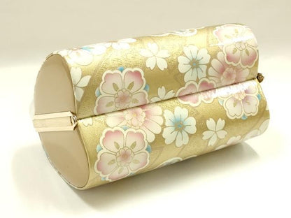 平和屋着物▼和装小物　和装バッグ　振袖用　ハンドバッグ　花柄　金彩　逸品　AABL1933ay