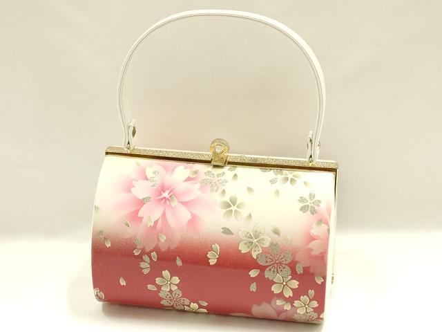 平和屋着物▼和装小物　和装バッグ　振袖用　ハンドバッグ　花柄　銀彩　暈し　逸品　AABL1934ay