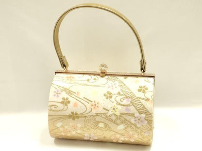 平和屋着物▼和装小物　和装バッグ　振袖用　ハンドバッグ　花柄　金銀彩　暈し　逸品　AABL1940ay