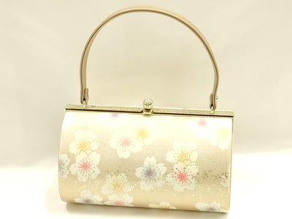 平和屋着物▼和装小物　和装バッグ　振袖用　ハンドバッグ　花柄　金彩　逸品　AABL1945ay