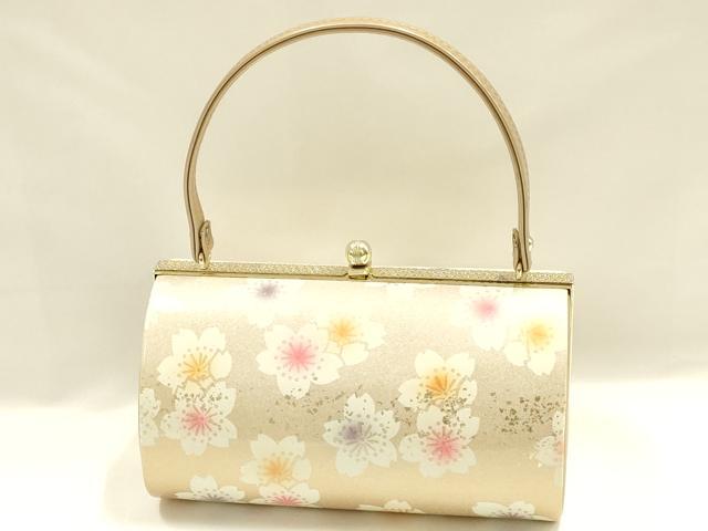 平和屋着物▼和装小物　和装バッグ　振袖用　ハンドバッグ　花柄　金彩　逸品　AABL1945ay