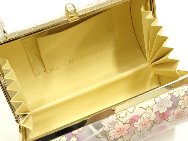 平和屋着物▼和装小物　和装バッグ　振袖用　ハンドバッグ　花柄　金彩　逸品　AABL1946ay