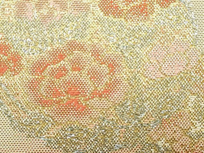 平和屋着物▼和装小物　和装バッグ　ハンドバッグ　花丸文　金銀糸　帯地使用　逸品　AABL1956ay