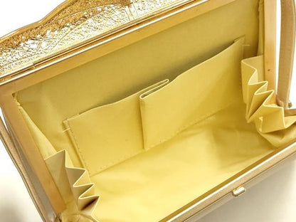 平和屋着物▼和装小物　和装バッグ　ハンドバッグ　花丸文　金銀糸　帯地使用　逸品　AABL1956ay