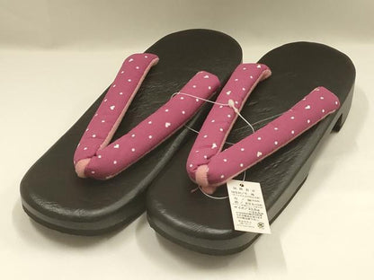 平和屋着物▼和装小物　下駄　桐下駄　鼻緒:水玉　逸品　未使用　AABL1961ay