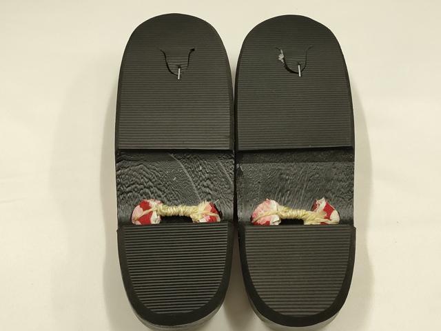 平和屋着物▼和装小物　下駄　桐下駄　鼻緒:花柄　逸品　未使用　AABL1963ay