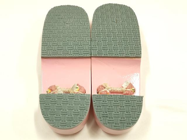 平和屋着物▼和装小物　下駄　桐下駄　鼻緒:芝花文　兎　逸品　未使用　AABL1966ay