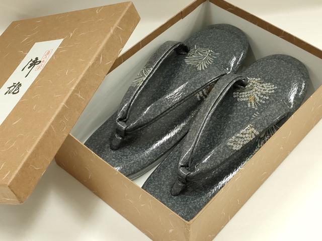 平和屋着物▼和装小物　和装草履　草花　箱付き　逸品　未使用　AABL1970ay
