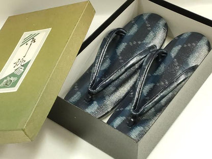 平和屋着物▼和装小物　和装草履　よろけ間道　箱付き　逸品　未使用　AABL1973ay