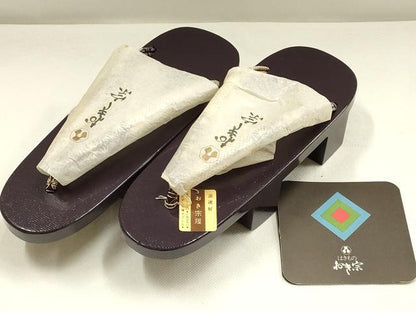 平和屋着物▼和装小物　下駄　おき宗　桐下駄　鼻緒:吉祥柄　逸品　未使用　AABL1984ay