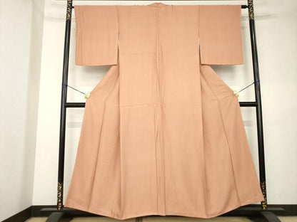 平和屋着物●上質な色無地　幾何学地紋　遠州茶色　正絹　逸品　未使用　AABL2003ck