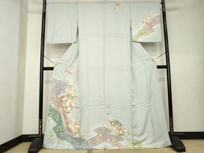 平和屋着物●訪問着　駒刺繍　地紙花文　金彩　正絹　逸品　AABL2004ck