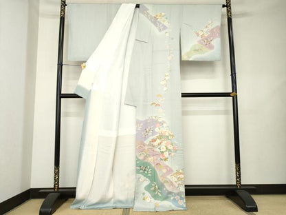 平和屋着物●訪問着　駒刺繍　地紙花文　金彩　正絹　逸品　AABL2004ck