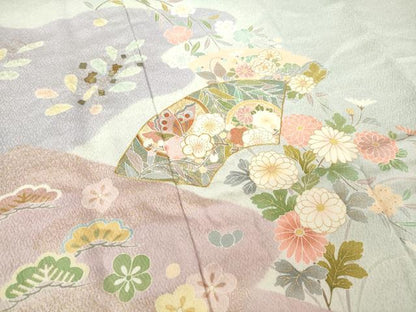 平和屋着物●訪問着　駒刺繍　地紙花文　金彩　正絹　逸品　AABL2004ck