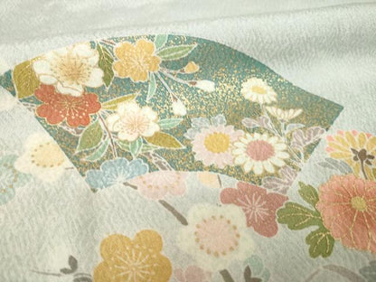 平和屋着物●訪問着　駒刺繍　地紙花文　金彩　正絹　逸品　AABL2004ck