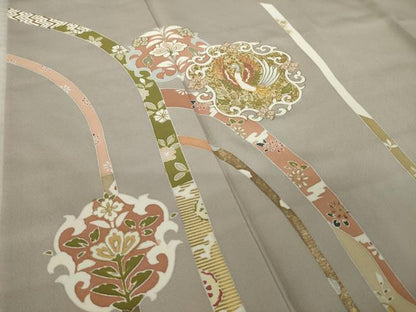 平和屋着物●訪問着　駒刺繍　鳳凰花文　金彩　正絹　逸品　AABL2005ck