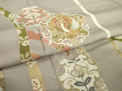 平和屋着物●訪問着　駒刺繍　鳳凰花文　金彩　正絹　逸品　AABL2005ck