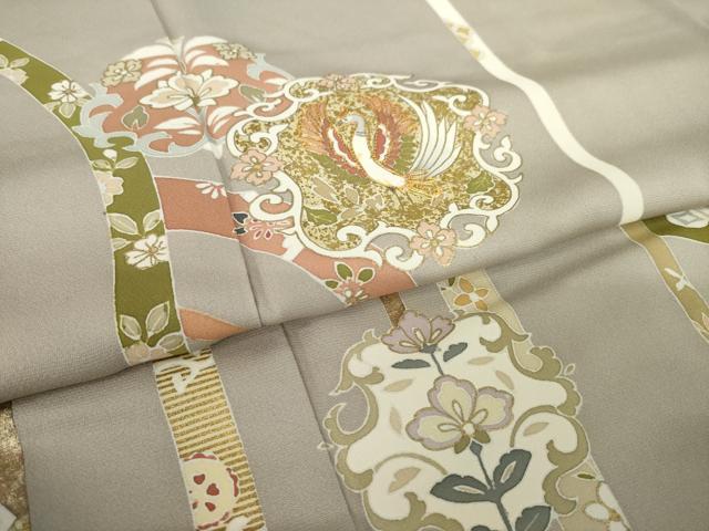平和屋着物●訪問着　駒刺繍　鳳凰花文　金彩　正絹　逸品　AABL2005ck
