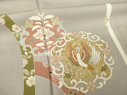 平和屋着物●訪問着　駒刺繍　鳳凰花文　金彩　正絹　逸品　AABL2005ck