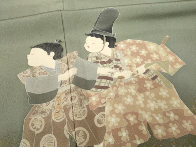 平和屋着物●十日町友禅作家　関口遼一　色留袖　童子　金彩　正絹　逸品　AABL2006ck