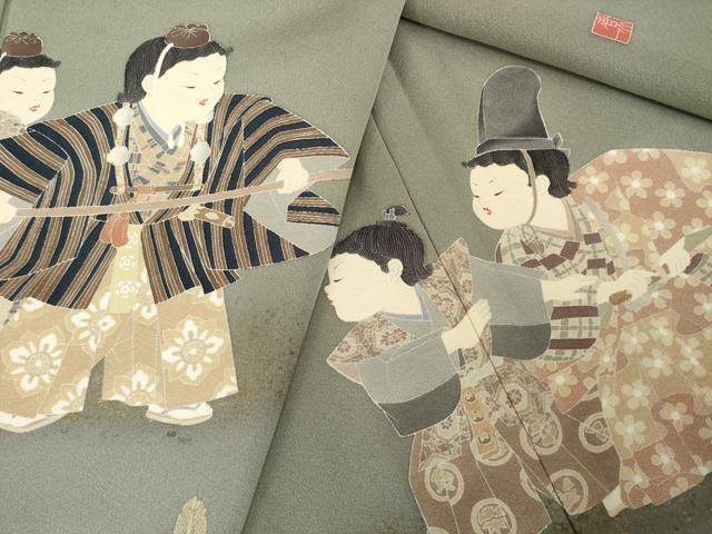 平和屋着物●十日町友禅作家　関口遼一　色留袖　童子　金彩　正絹　逸品　AABL2006ck