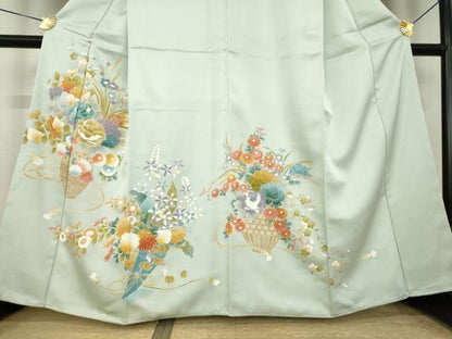 平和屋着物●豪華色留袖　友禅　飾花文　正絹　逸品　AABL2008ck