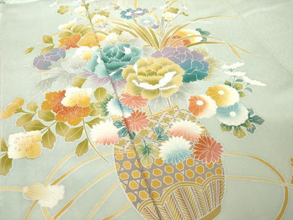 平和屋着物●豪華色留袖　友禅　飾花文　正絹　逸品　AABL2008ck