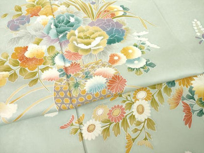 平和屋着物●豪華色留袖　友禅　飾花文　正絹　逸品　AABL2008ck