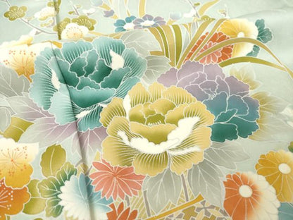 平和屋着物●豪華色留袖　友禅　飾花文　正絹　逸品　AABL2008ck
