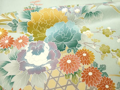 平和屋着物●豪華色留袖　友禅　飾花文　正絹　逸品　AABL2008ck