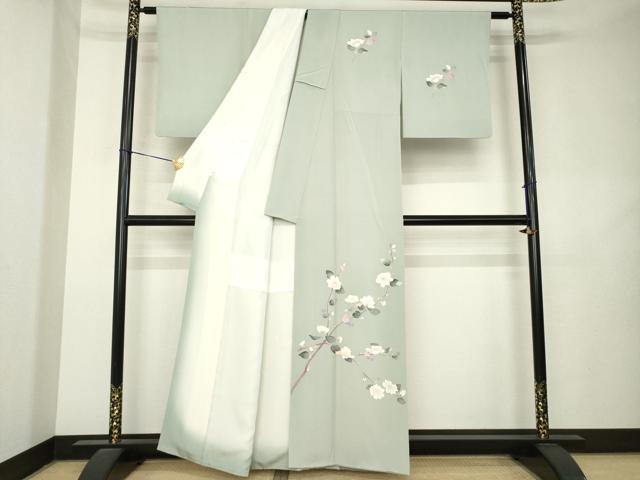 平和屋着物●訪問着　友禅　作家物　枝花文　正絹　逸品　AABL2010ck