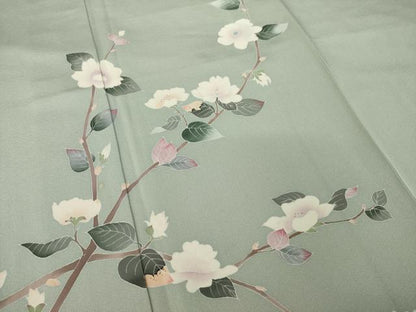 平和屋着物●訪問着　友禅　作家物　枝花文　正絹　逸品　AABL2010ck