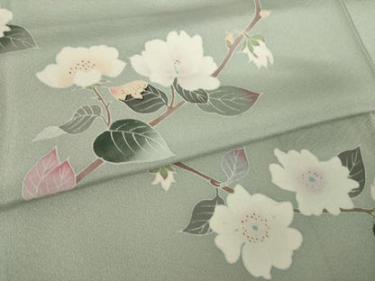 平和屋着物●訪問着　友禅　作家物　枝花文　正絹　逸品　AABL2010ck